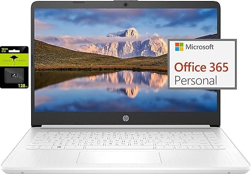 HP est 14” Ultral Light Laptop for Students and Business,Intel Quad-Core N4120,16GB RAM,192GB Storage(64GB eMMC+128GB Micro SD),1 Year Office 365,Webcam,HDMI,WiFi,USB-A&C,Win 11 S Sflake White