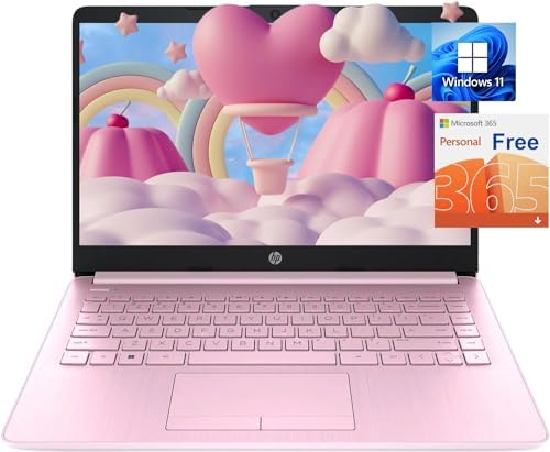 HP Stream Laptop, 14 inch HD Screen, Intel Celeron N4020 Processor, 8GB RAM, 64GB eMMC, Windows 11, 1-Year Office 365, HDMI, Wi-Fi, USB-C, Webcam, Pink, PCM