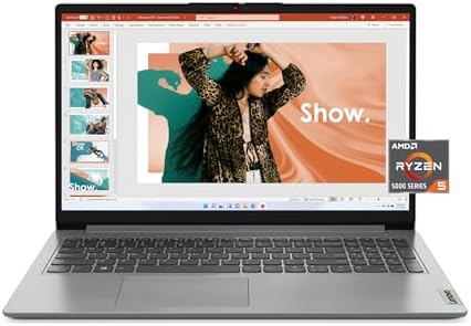 Lenovo IdeaPad 1 – (2023) – Everyday Notebook – Windows 11-15.6″ Full HD – 8GB Memory – 512GB Storage – AMD Ryzen5-5500U – Cloud Grey